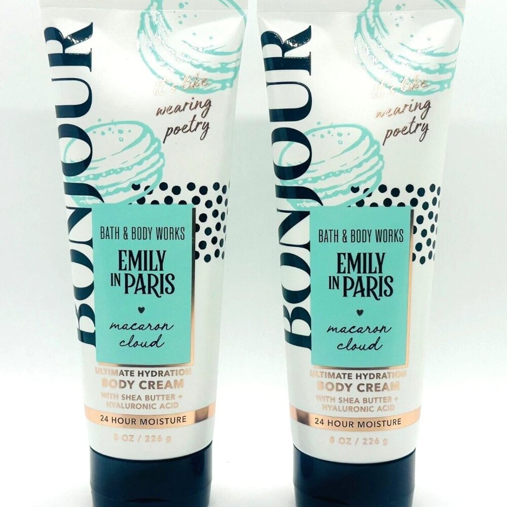 Bath and Body Works Emily in Paris Macaron Cloud Body Cream Set 2 NEW